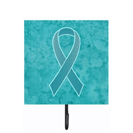 Micasa 4.25 W x 7 H In. Teal Ribbon for Ovarian Cancer Awareness Leash or Key Holder MI889244